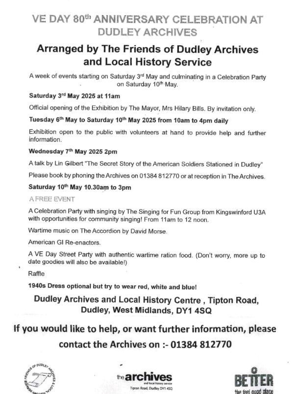 Friends of Dudley Archives and Local History Service - VE Day 80th Anniversary Celebration